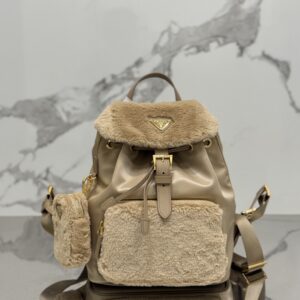 Prada Shearling and Nylon Backpack