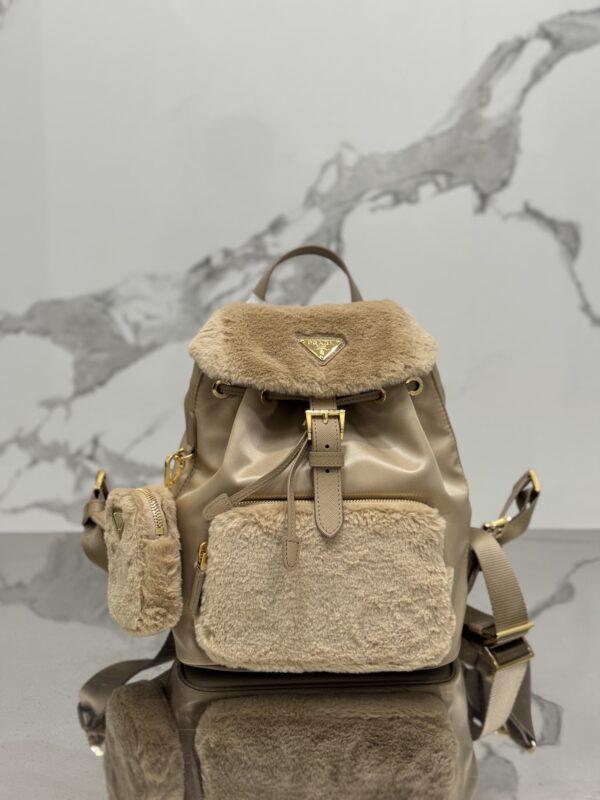 Prada Shearling and Nylon Backpack