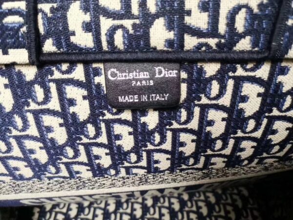 Dior Book Tote in Blue Dior Oblique Embroidery - Image 3