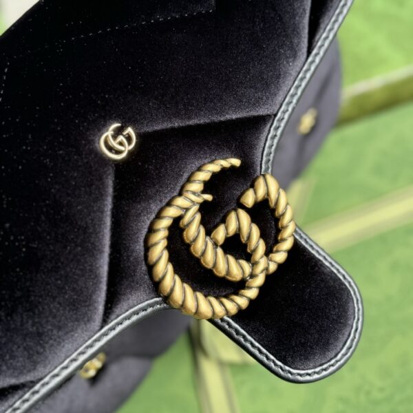 Black Gucci GG Marmont Small Velvet Shoulder Bag - Image 6