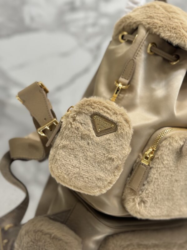 Prada Shearling and Nylon Backpack - Image 6