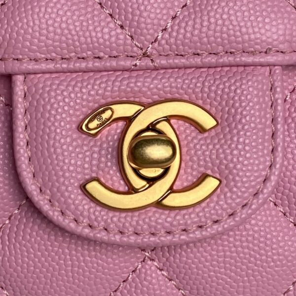 Chanel Mini Flap Bag in Pink Quilted Caviar Leather - Image 8