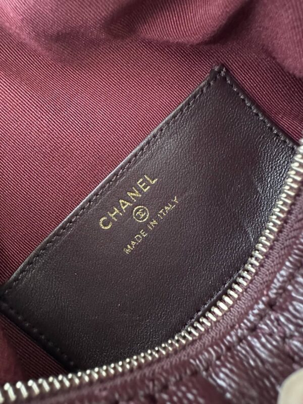 Chanel Quilted Camera Case in Burgundy Caviar Leather - Image 2