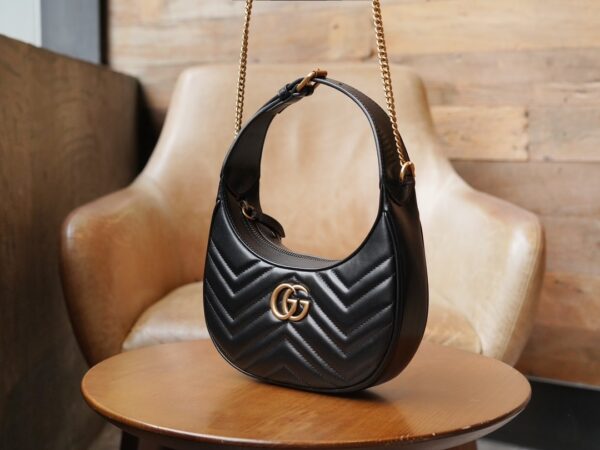 Black Gucci GG Marmont Half-Moon-Shaped Mini Bag