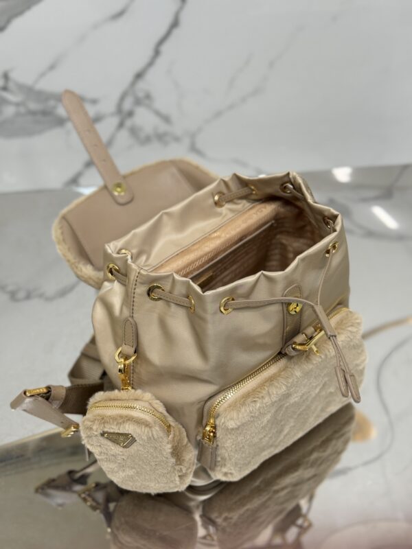 Prada Shearling and Nylon Backpack - Image 8