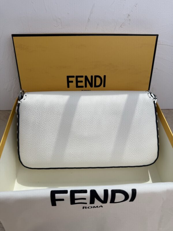 Fendi Selleria Style Baguette in White Perforated Leather - Image 8