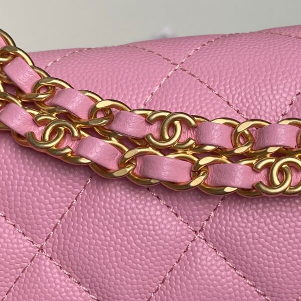 Chanel Mini Flap Bag in Pink Quilted Caviar Leather - Image 7