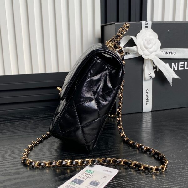 Chanel Coco Handle Small in Black Quilted Caviar Leather - Image 6
