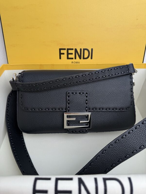 Fendi Baguette Medium in Black Leather with Crystal Buckle