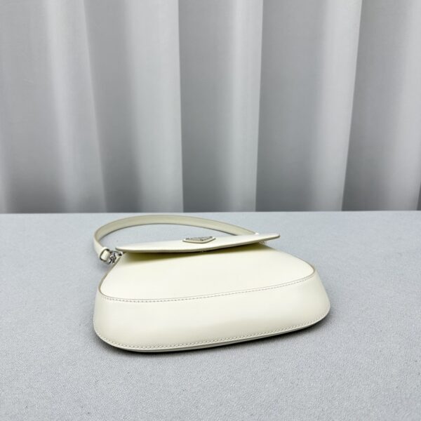 White Prada Crescent Leather Shoulder Bag - Image 6