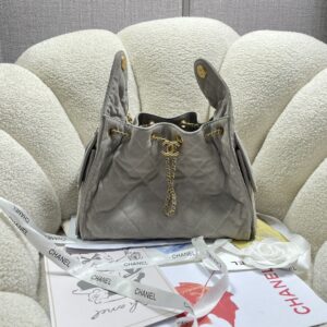 Chanel 22 Handbag in Taupe Suede