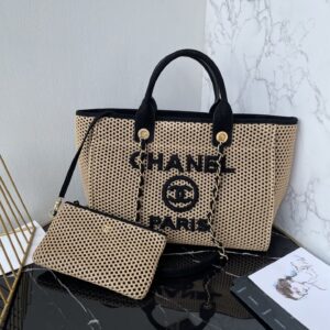 Chanel Deauville Tote in Raffia and Calfskin