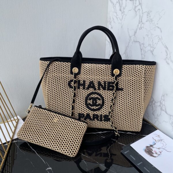 Chanel Deauville Tote in Raffia and Calfskin