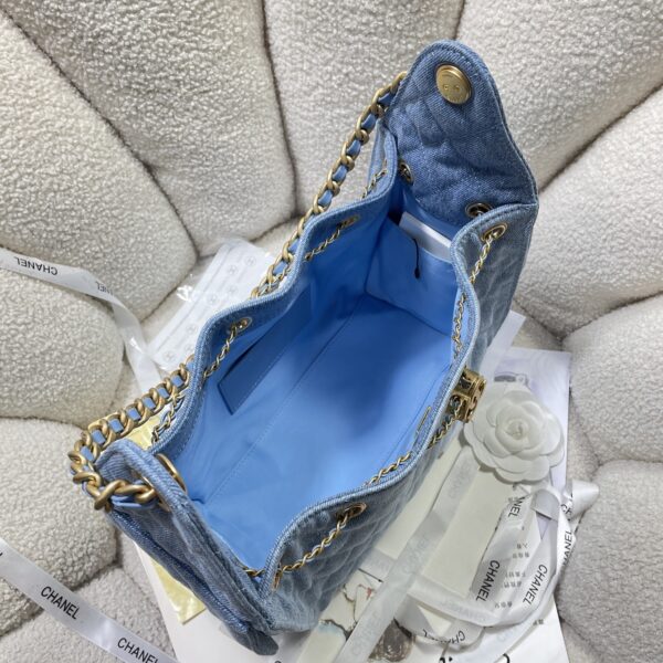 Chanel Quilted Denim Drawstring Bucket Bag - Image 2