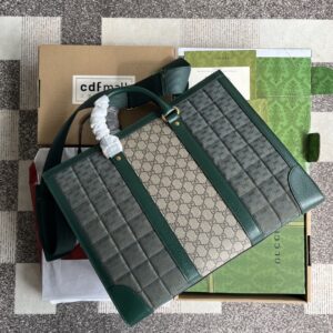 Green Gucci Large Tote with GG Matelassé