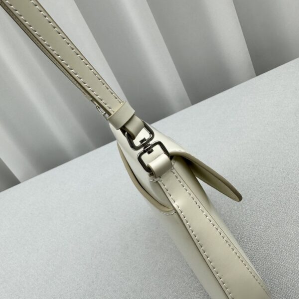 White Prada Crescent Leather Shoulder Bag - Image 7
