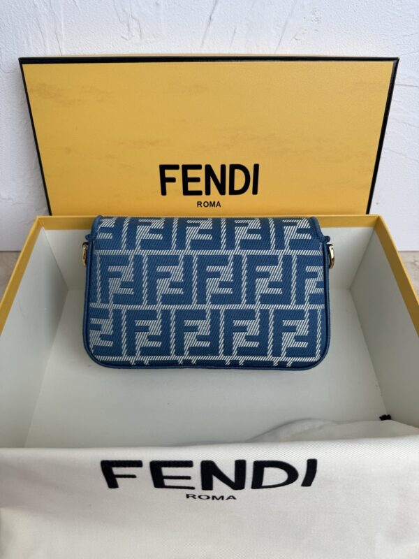 Fendi Baguette Wallet on Chain in Blue FF Jacquard - Image 9