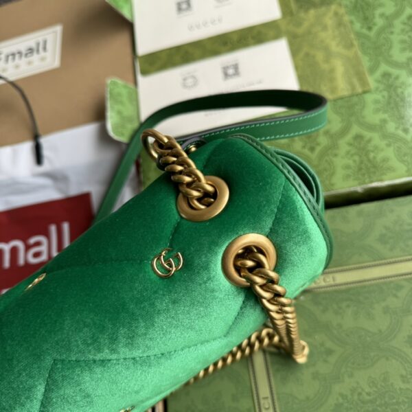 Green Gucci GG Marmont Small Velvet Shoulder Bag - Image 5