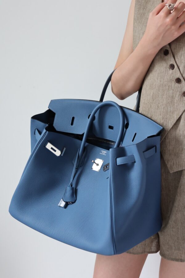 Hermès Birkin 30 Classic Blue Togo with Palladium Hardware - Image 6