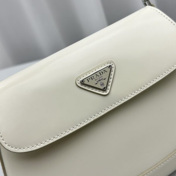 White Prada Crescent Leather Shoulder Bag - Image 2