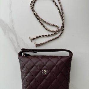 Chanel Quilted Camera Case in Burgundy Caviar Leather