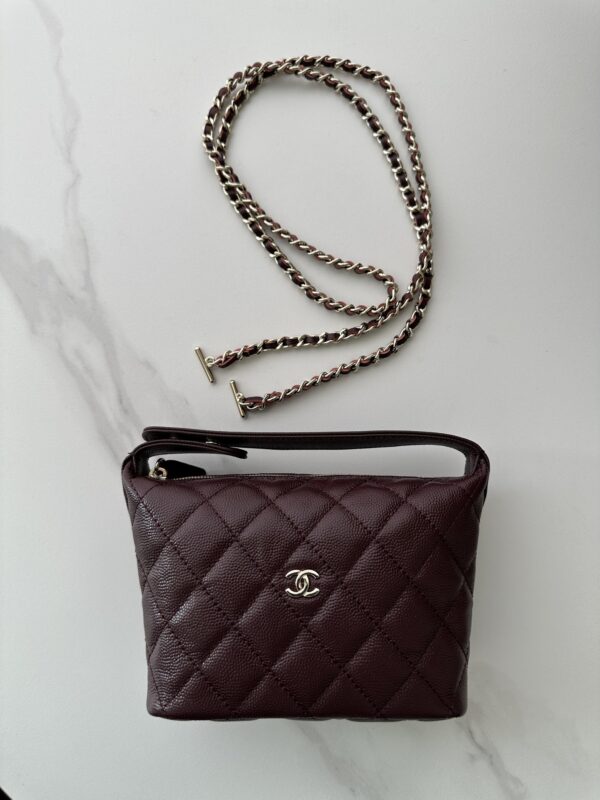 Chanel Quilted Camera Case in Burgundy Caviar Leather