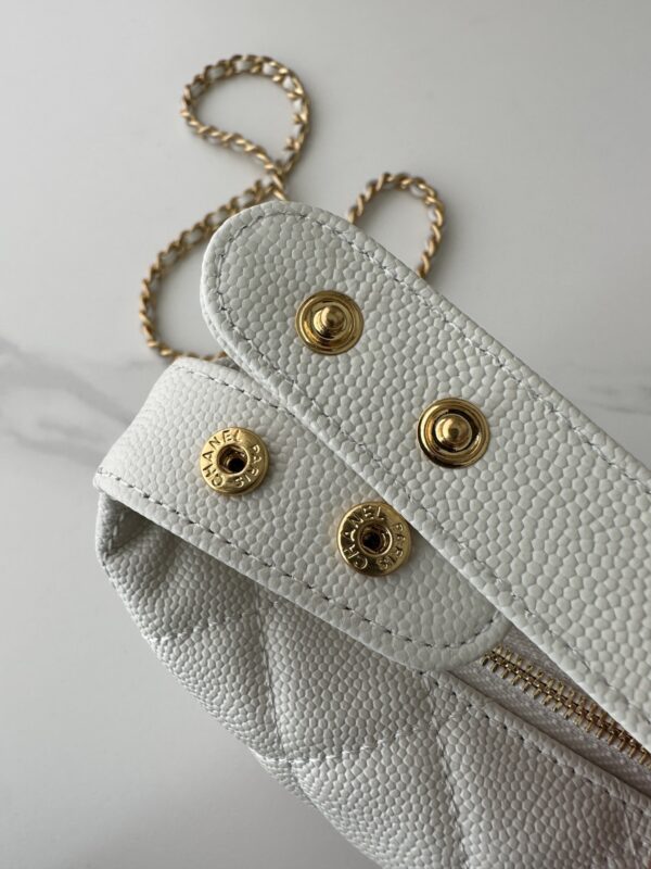 Chanel Quilted Camera Case in White Caviar Leather - Image 4