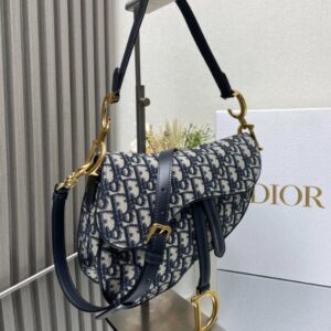 Dior Saddle Bag in Blue Dior Oblique Jacquard