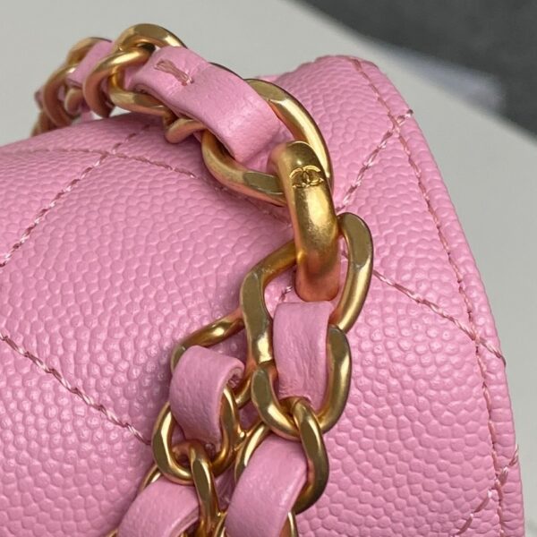 Chanel Mini Flap Bag in Pink Quilted Caviar Leather - Image 6