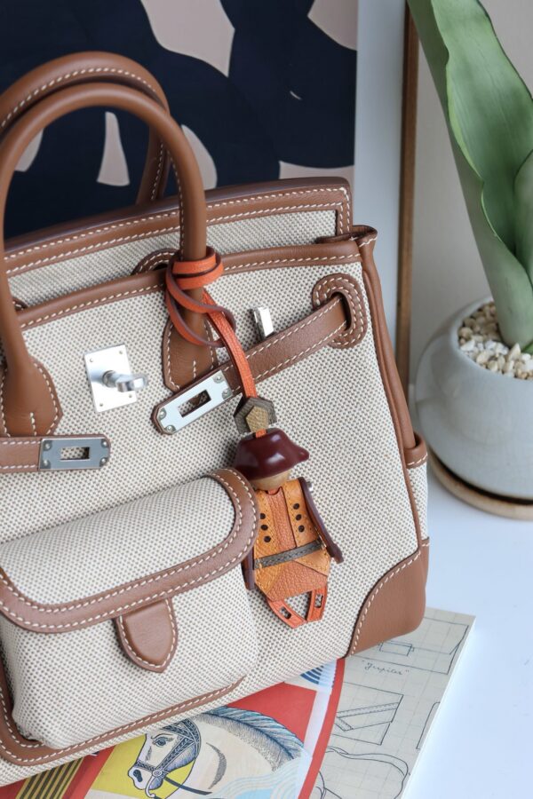 Hermès Birkin Cargo 25 Ecru Canvas and Caramel Leather with Palladium Hardware - Image 5