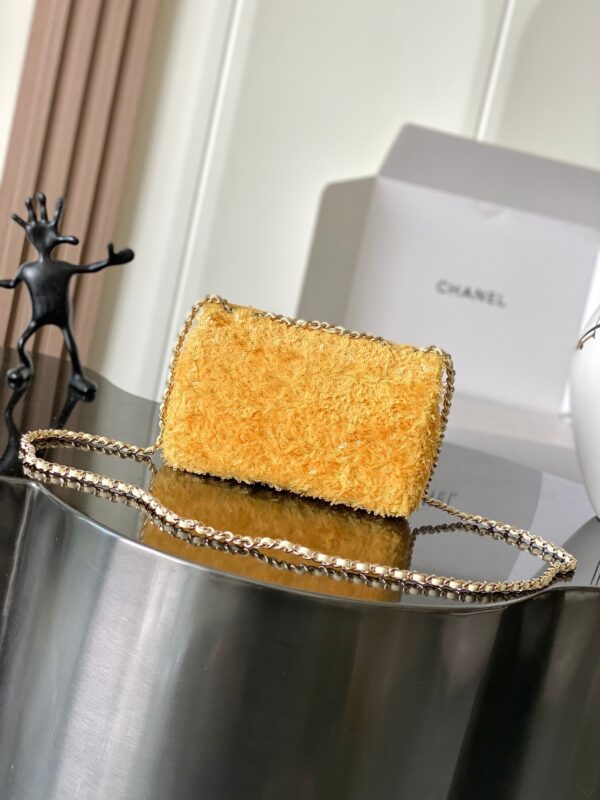 Chanel Mini Flap Bag with Top Handle in Golden Tweed - Image 2