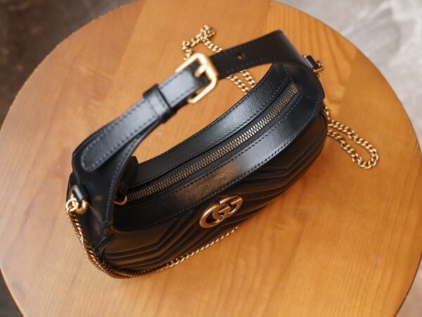 Black Gucci GG Marmont Half-Moon-Shaped Mini Bag - Image 7