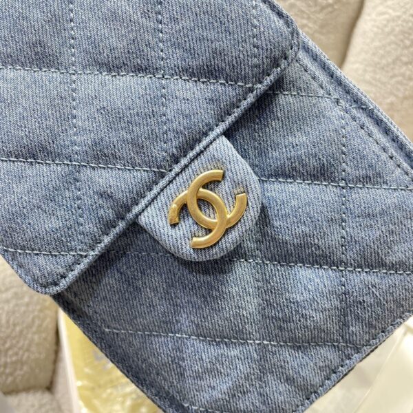 Chanel Quilted Denim Drawstring Bucket Bag - Image 3