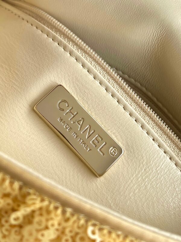 Chanel Mini Flap Bag with Top Handle in Golden Tweed - Image 3