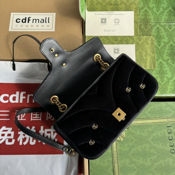 Black Gucci GG Marmont Small Velvet Shoulder Bag - Image 9