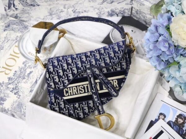 Dior Saddle Bag in Blue Dior Oblique Jacquard
