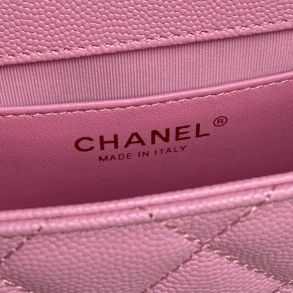 Chanel Mini Flap Bag in Pink Quilted Caviar Leather - Image 3