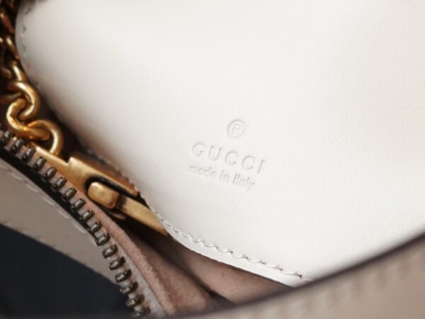 White Gucci GG Marmont Half-Moon-Shaped Mini Bag - Image 9