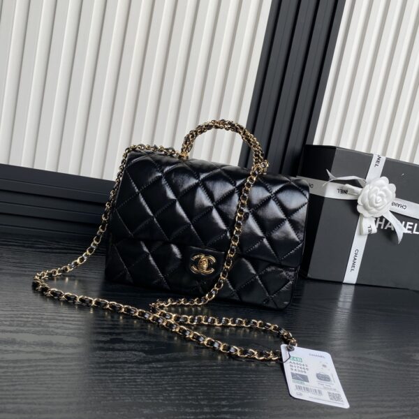 Chanel Coco Handle Small in Black Quilted Caviar Leather