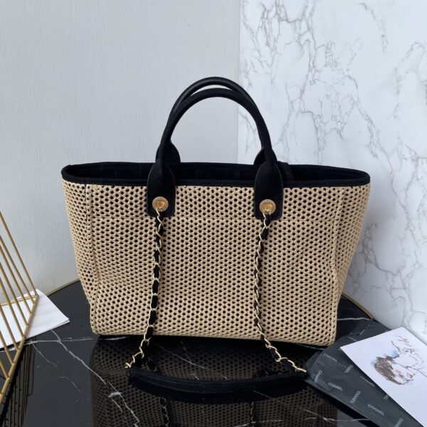 Chanel Deauville Tote in Raffia and Calfskin - Image 7