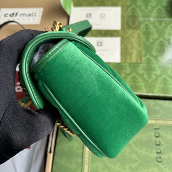 Green Gucci GG Marmont Small Velvet Shoulder Bag - Image 8
