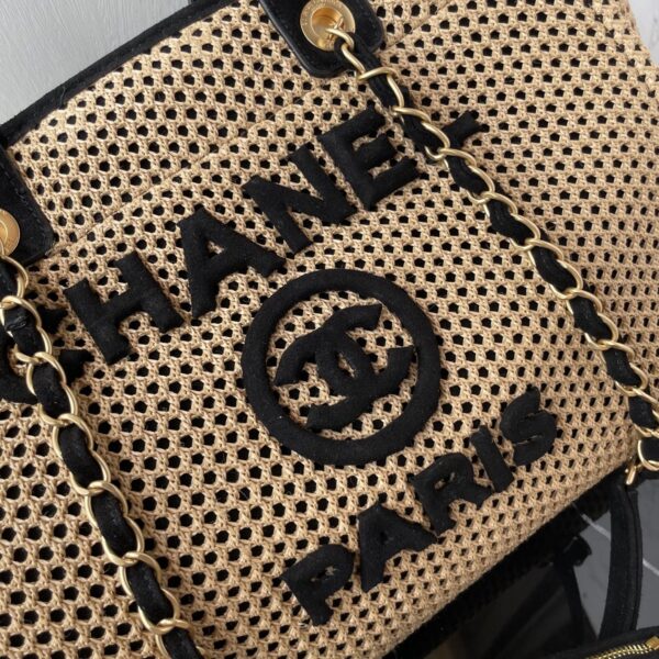 Chanel Deauville Tote in Raffia and Calfskin - Image 8