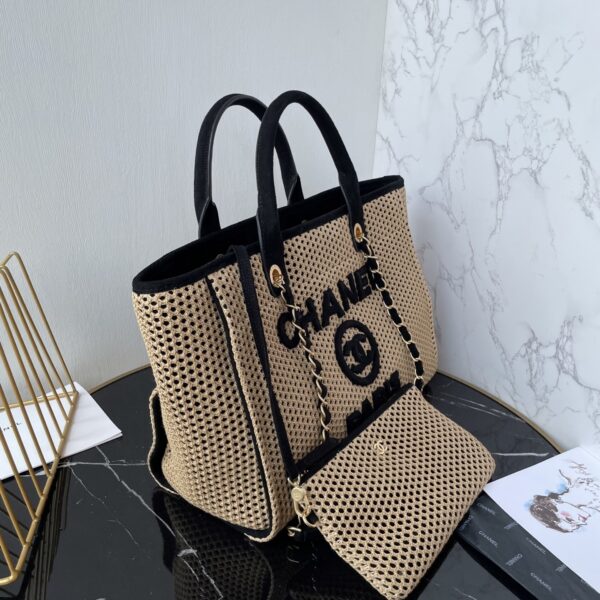 Chanel Deauville Tote in Raffia and Calfskin - Image 9