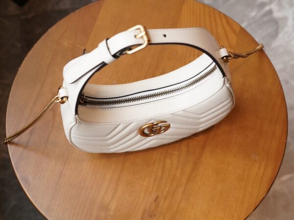 White Gucci GG Marmont Half-Moon-Shaped Mini Bag - Image 2