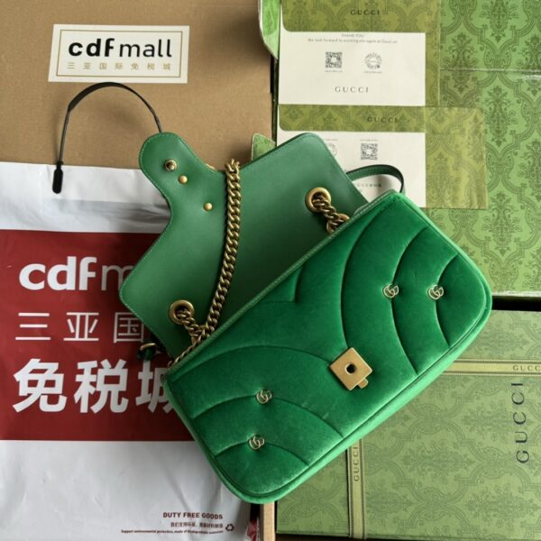 Green Gucci GG Marmont Small Velvet Shoulder Bag - Image 9
