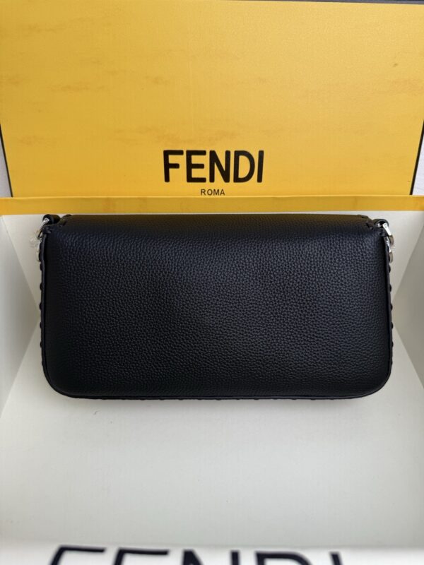 Fendi Baguette Medium in Black Leather with Crystal Buckle - Image 9