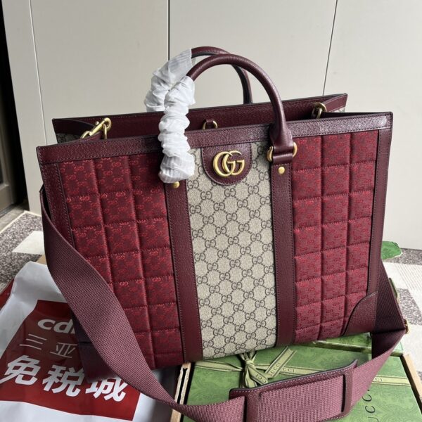 RED Gucci Large Tote with GG Matelassé - Image 2