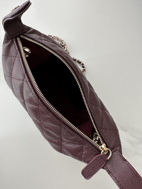 Chanel Quilted Camera Case in Burgundy Caviar Leather - Image 3