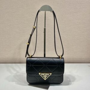 Prada Triangle Brushed Leather Shoulder Bag