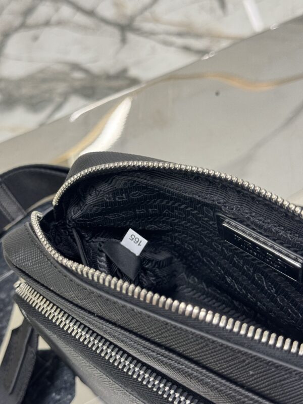 Small black crossbody bag in Re-Nylon and Saffiano - Image 8